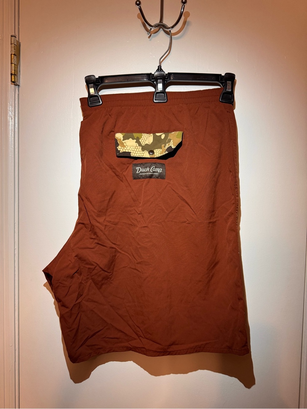 Duck Camp Rust Brown Men’s Shorts with Camo Pocket